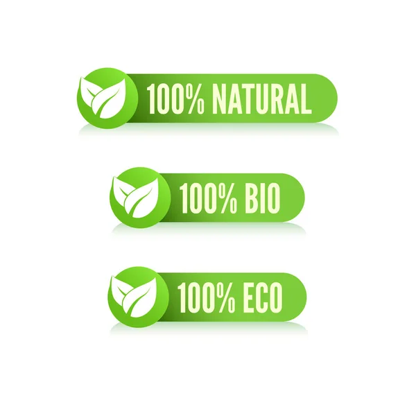 Etiquetas 100 Naturais Bio Eco — Vetor de Stock