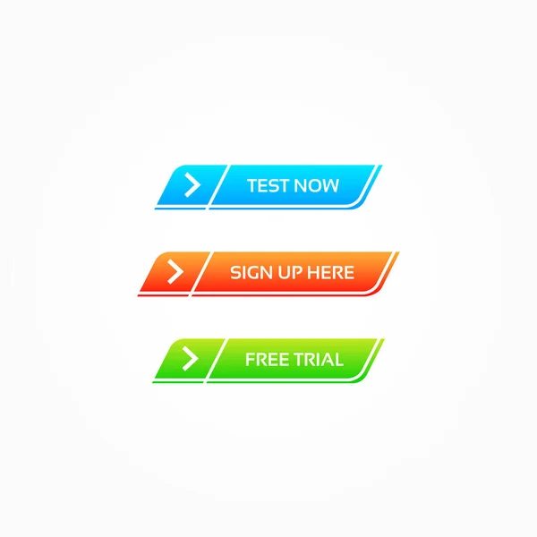 Prova Ora Iscriviti Qui Pulsanti Prova Gratuiti — Vettoriale Stock