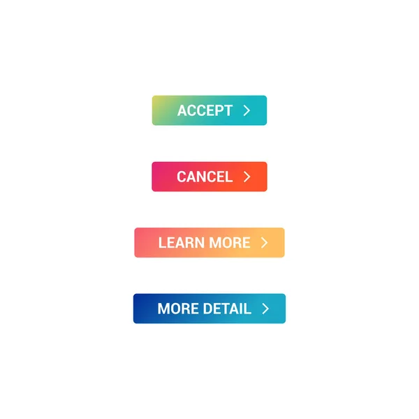Accept Cancel Learn More More Detail Web Button Set — 스톡 벡터