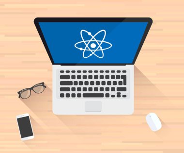 Bilim Atom Simgesi Laptop Çizimi