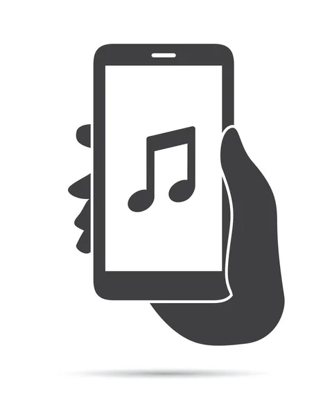 Musik Telepon Memegang Tangan Ikon Multimedia - Stok Vektor