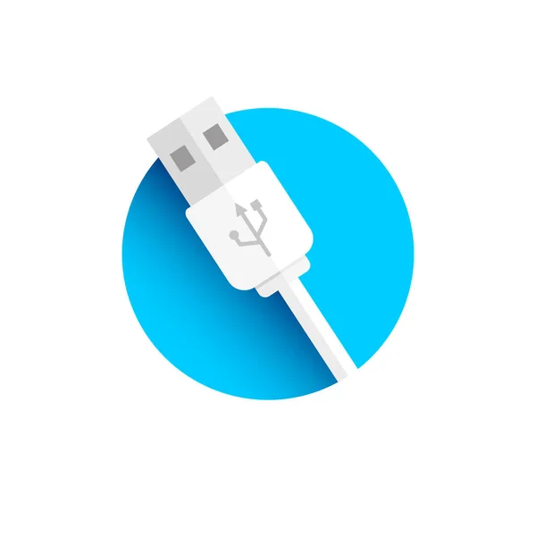 Conector Usb Icono Sombra Larga — Vector de stock