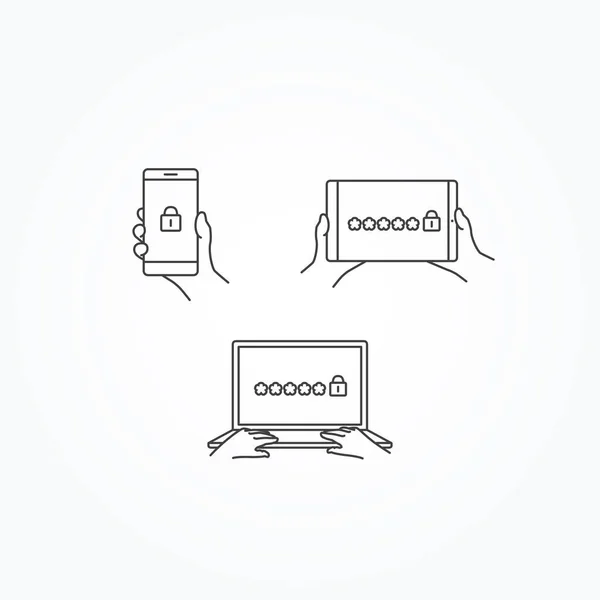 Ikona Hasła Telefonie Tablecie Laptopie — Wektor stockowy