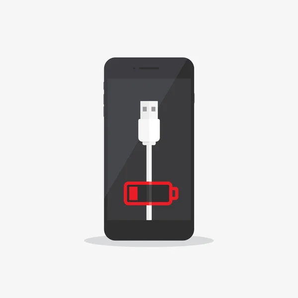 Low Battery Charge Phone Flat Icon — Stockvector