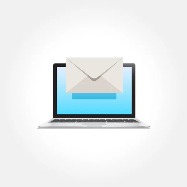 Laptop Mail Notification Icon Illustration — Stock Vector