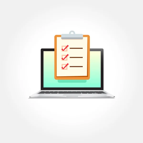 Laptop Checklist Notification Icon Illustration — Stock Vector