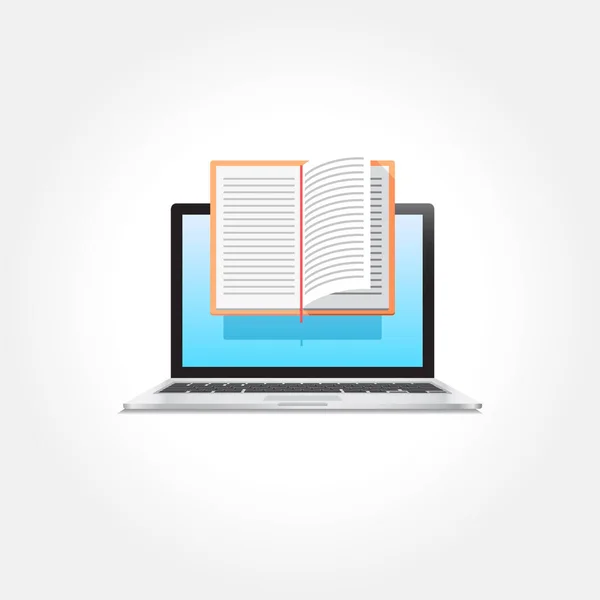 Laptop Book Education Learning Icon Illustration — Stock Vector