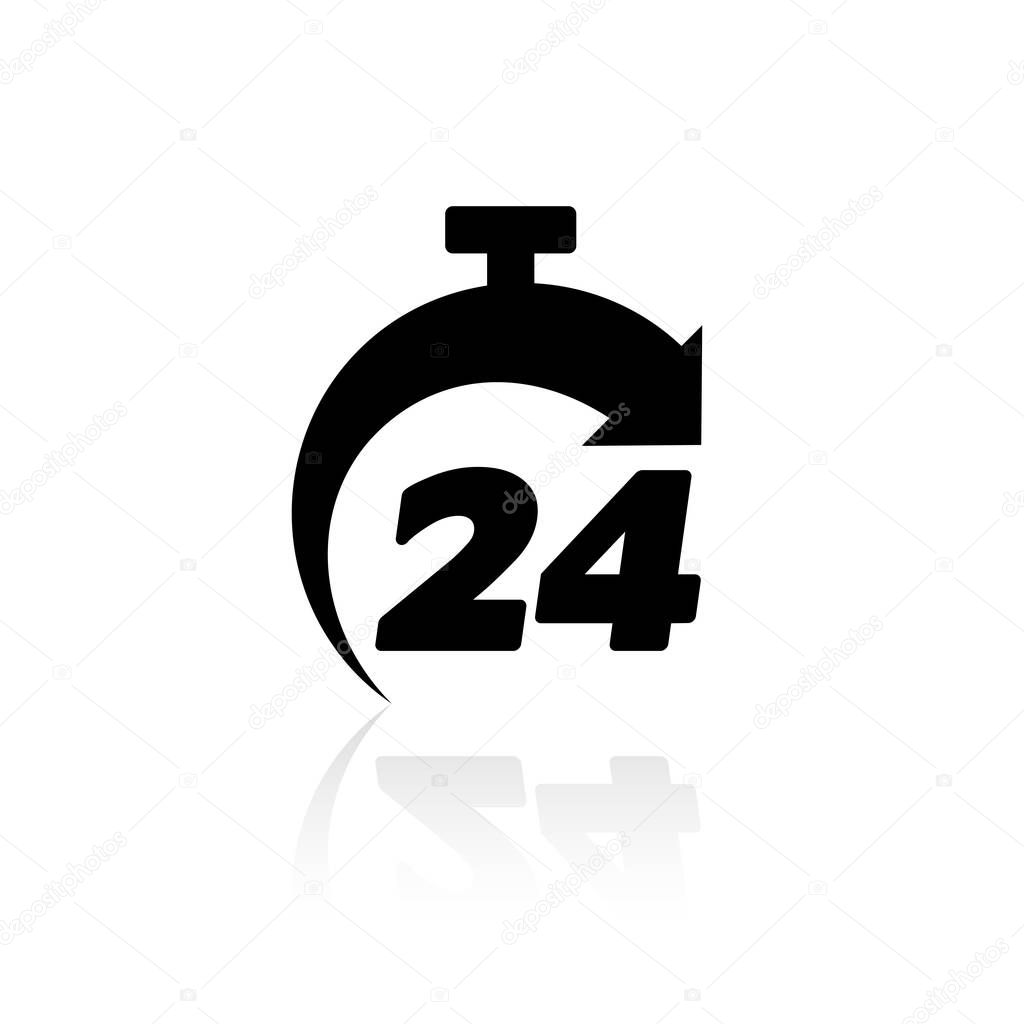 24 Hour Chronometer Stopwatch Flat Vector Icon