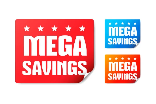 Mega Savings Stickers Vector Set — Vector de stock