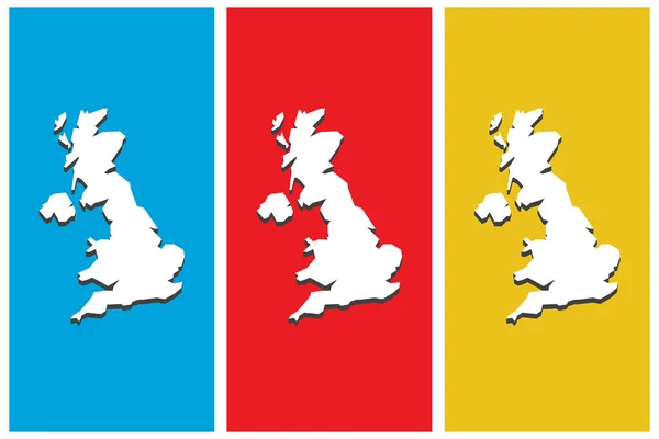 Royaume Uni Ensemble Cartes Vectorielles Longue Ombre Britannique — Image vectorielle