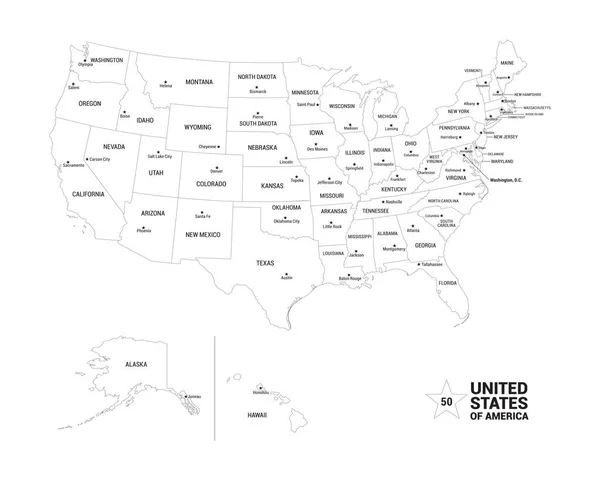 United States America Regions Map Outline — стоковий вектор