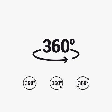 360 Vektör Düz Vektör Simgesi Ayarlandı