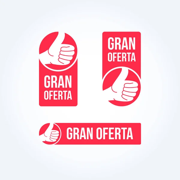 Etiquetas Gran Oferta Español — Vector de stock