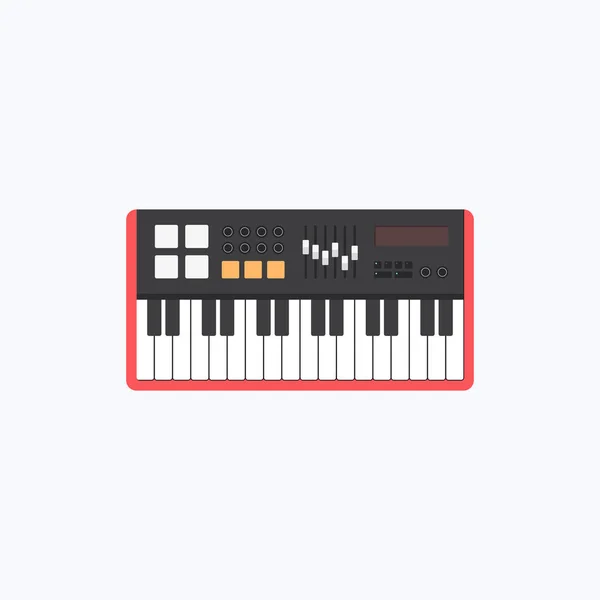 Musica Tastiera Sintetizzatore Pianoforte Icona Colori Piatti — Vettoriale Stock