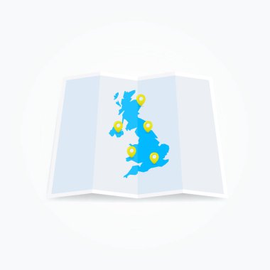 Konum Pimleriyle Birleşik Krallık Birleşik Haritası