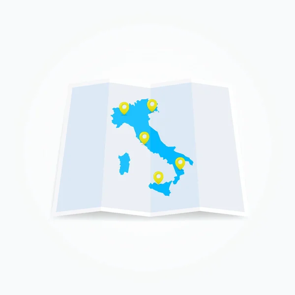 Карта Италии Булавками — стоковый вектор