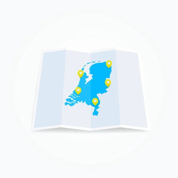 Niederlande Karte Mit Location Pins — Stockvektor