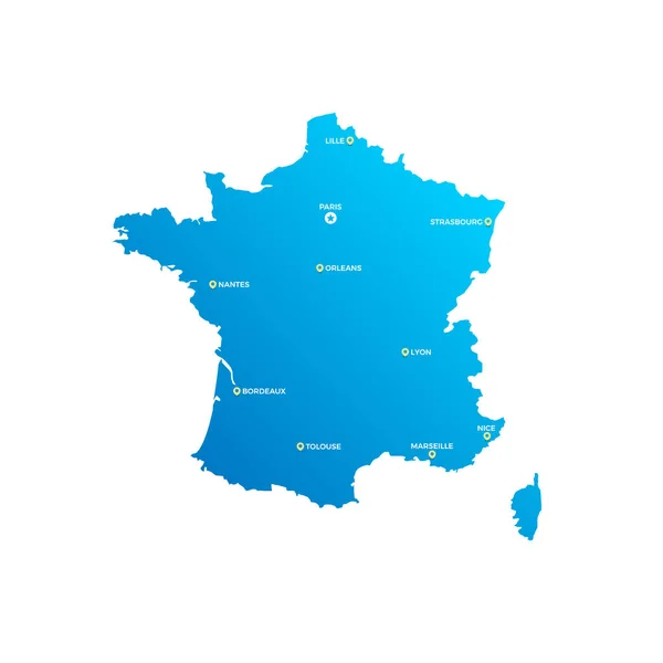 Francie Města Mapa Vector — Stockový vektor