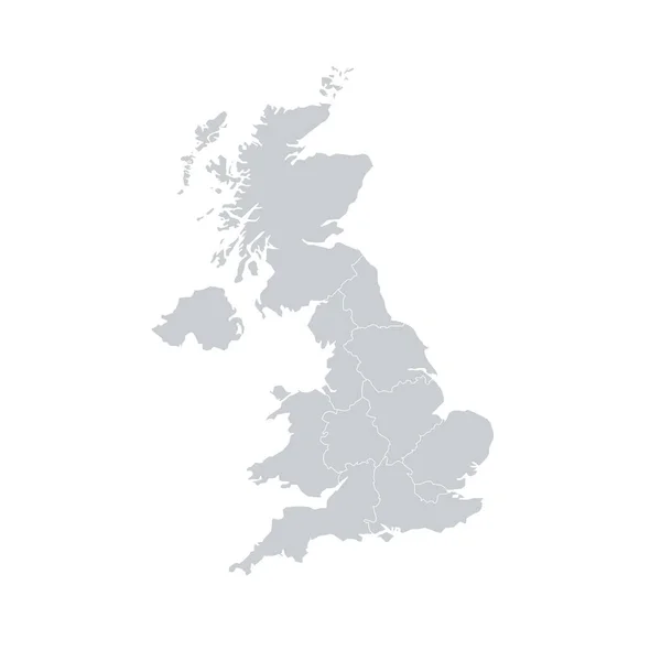 Royaume Uni Régions Britanniques Carte Vectorielle — Image vectorielle