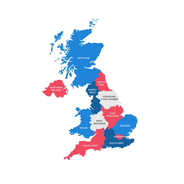 Carte Des Régions Royaume Uni — Image vectorielle