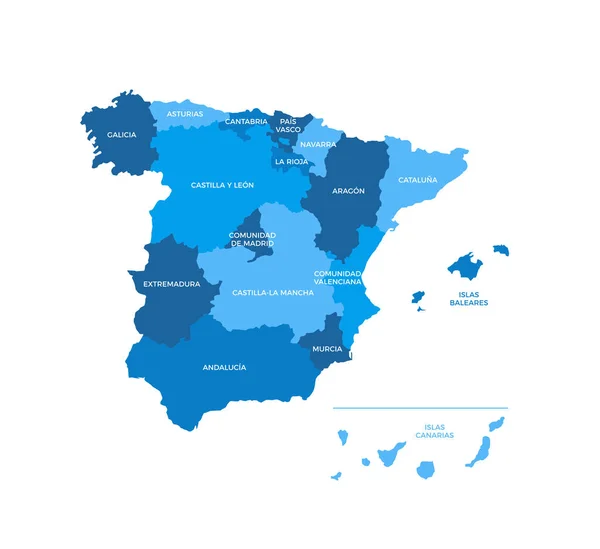 Spain Regions Map Vector — Stock Vector