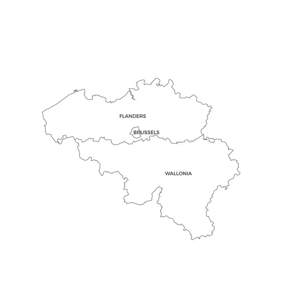 Belgium Regions Map Line Vector — 스톡 벡터