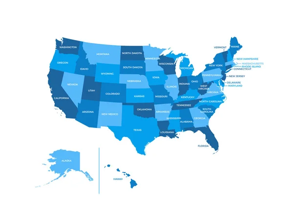 Stati Uniti America Usa Mappa Delle Regioni — Vettoriale Stock