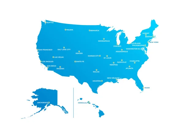 États Unis Amérique Carte Des Villes Américaines — Image vectorielle