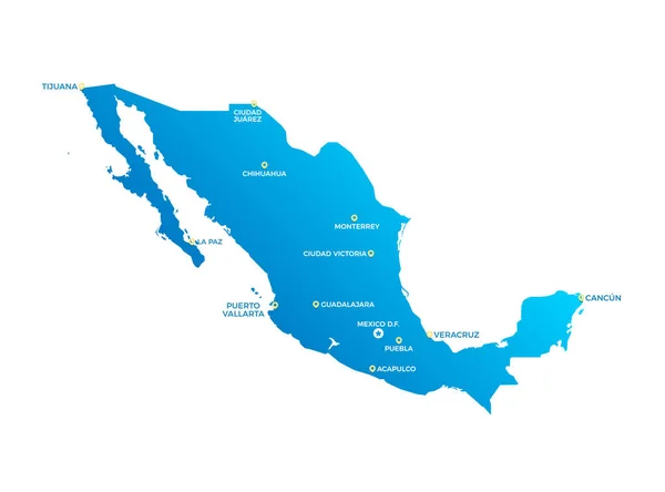 Messico Città Mappa Vector — Vettoriale Stock
