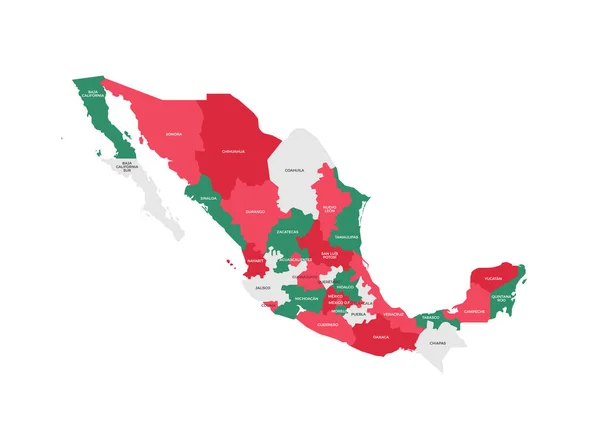 Messico Regioni Mappa Vector — Vettoriale Stock