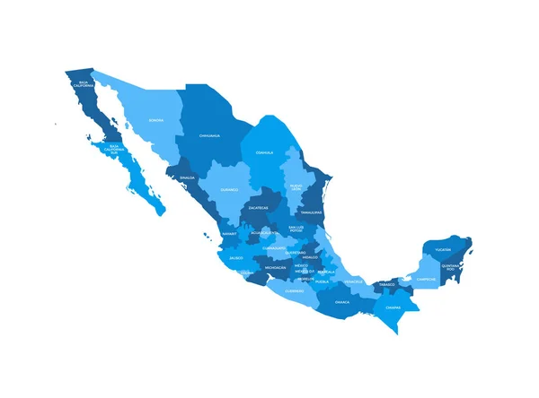 Messico Regioni Mappa Vector — Vettoriale Stock