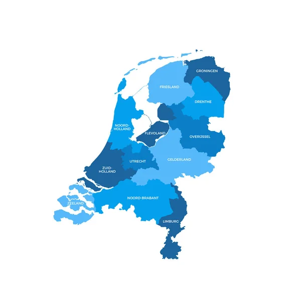 Países Baixos Mapa Das Regiões Vector — Vetor de Stock