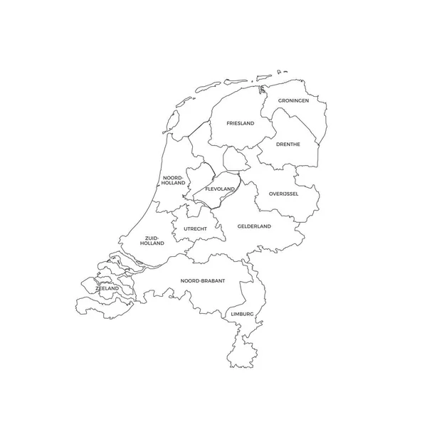 Netherlands Regions Map Line Vector — 스톡 벡터