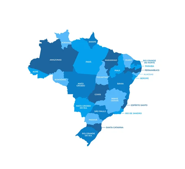 Brasil Regiones Mapa Vector — Vector de stock