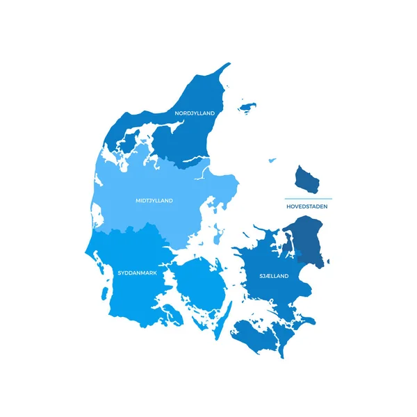 Dänemark Regionen Karte Vektor — Stockvektor