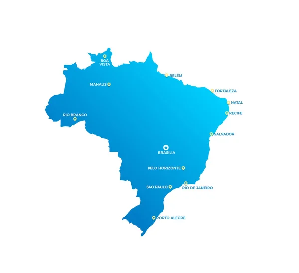 Brasil Ciudades Mapa Vector — Vector de stock