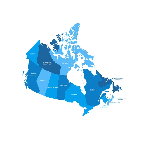 Canadá Regiões Mapa Vector — Vetor de Stock