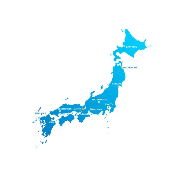 Japan Cities Map Vector — Stock Vector