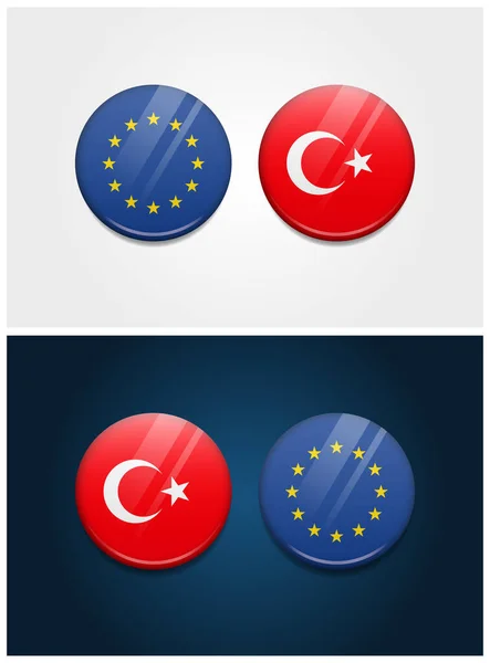 Bendera Bundar Eropa Dan Turki - Stok Vektor