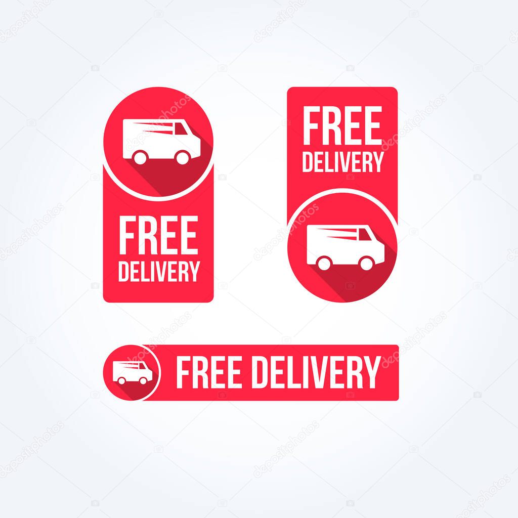 Free Delivery Labels Vector Set