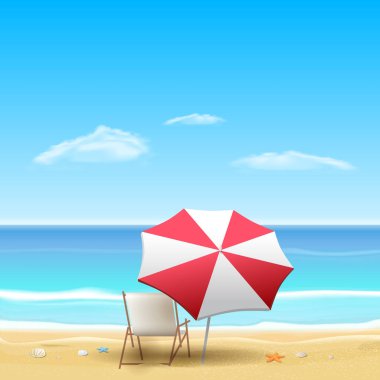 Plaj Yaz Vektörü İllüstrasyonu
