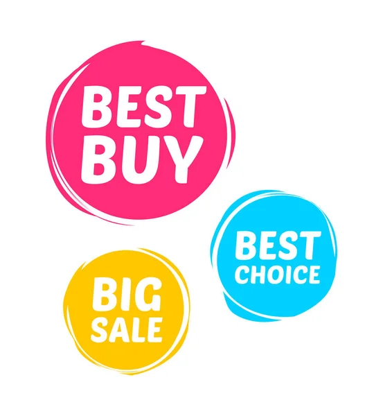 Best Buy Best Choice Big Sale Marks Vector Set — Stock Vector