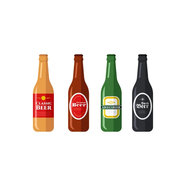 Garrafas Cerveja Conjunto Ícones Vetoriais —  Vetores de Stock