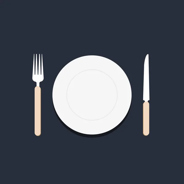 Fork Knife Plate Flat Colour Vector Icon — 스톡 벡터