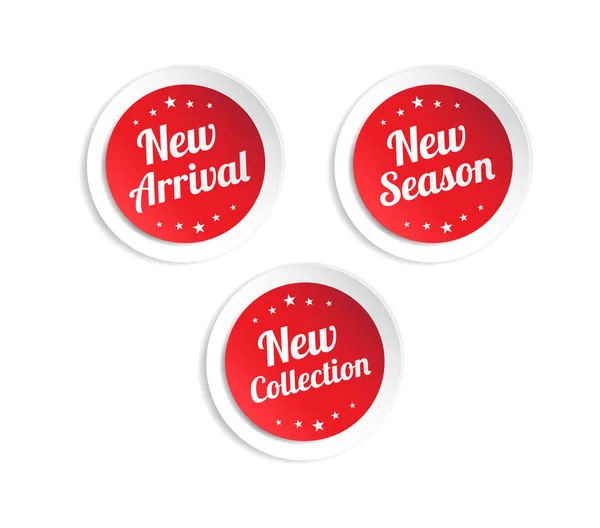 New Arrival New Season New Collection Shopping Vector Sticker Set — Stock Vector