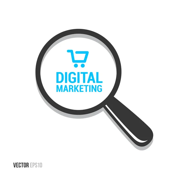 Digitális Marketing Nagyító Üveg Vektor — Stock Vector
