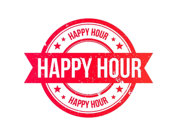 Happy Hour Grunge Ribbon Stamp Vector — Stock Vector