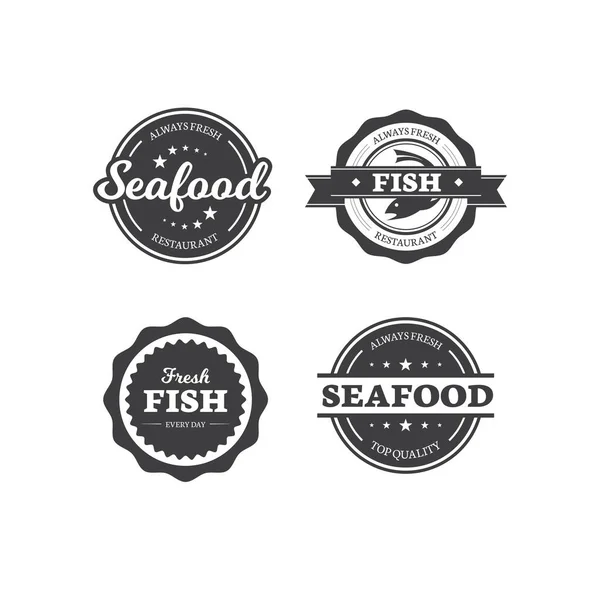 Set Med Fish Seafood Restaurant Vector Labels — Stock vektor