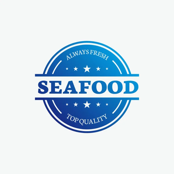 Meeresfrüchte Fisch Farbe Vektor Label — Stockvektor
