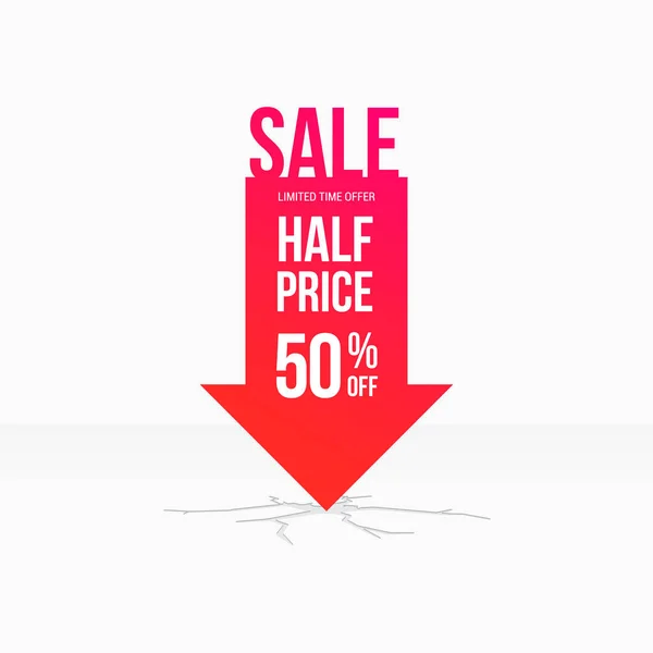 Sale Half Prijs Arrow Tag — Stockvector